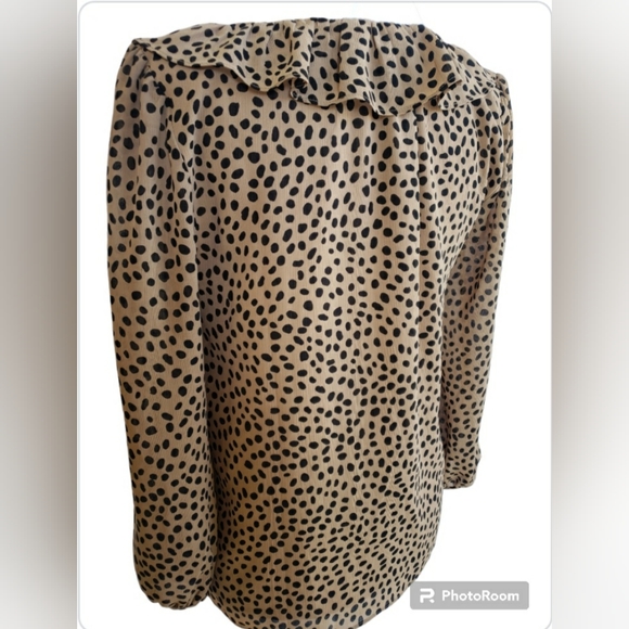 J. Crew Women's Leopard Printed V-Neck Ruffle Top - Picture 2 of 6